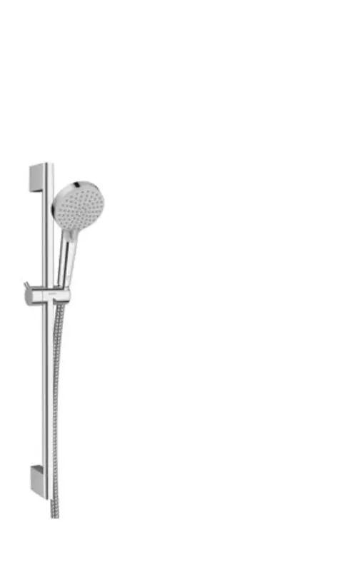 Hansgrohe Brauseset mit einer Handbrause, angebracht an einer verstellbaren Wandstange. Das Design ist modern und funktional.